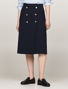 Embossed Button Twill Midi Skirt, Desert Sky, hi-res