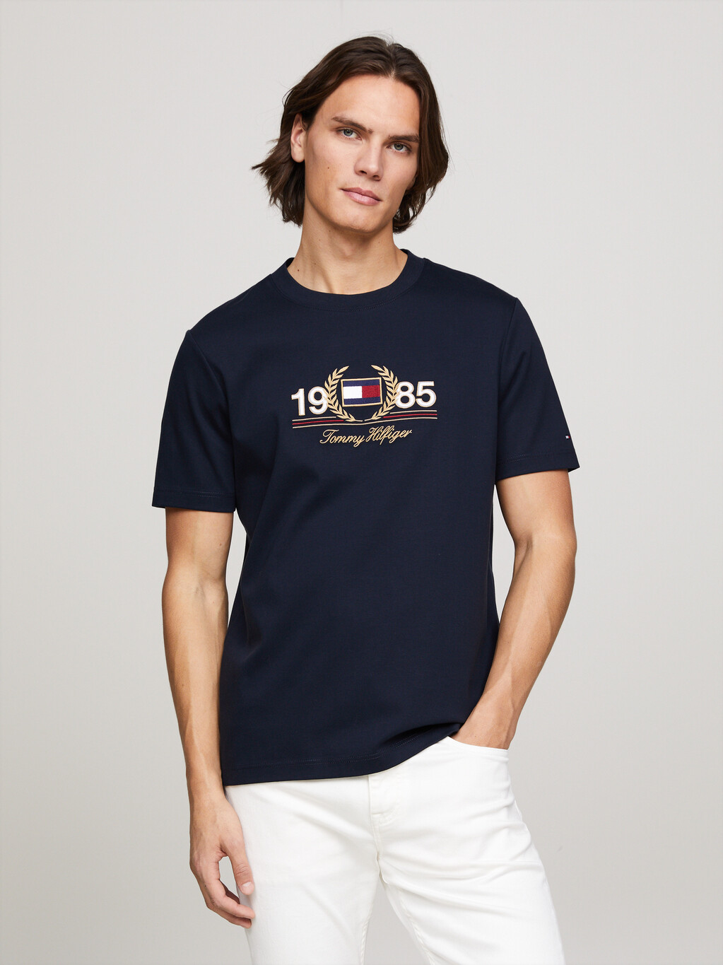 Logo Embroidery Crew Neck T-Shirt, Desert Sky, hi-res