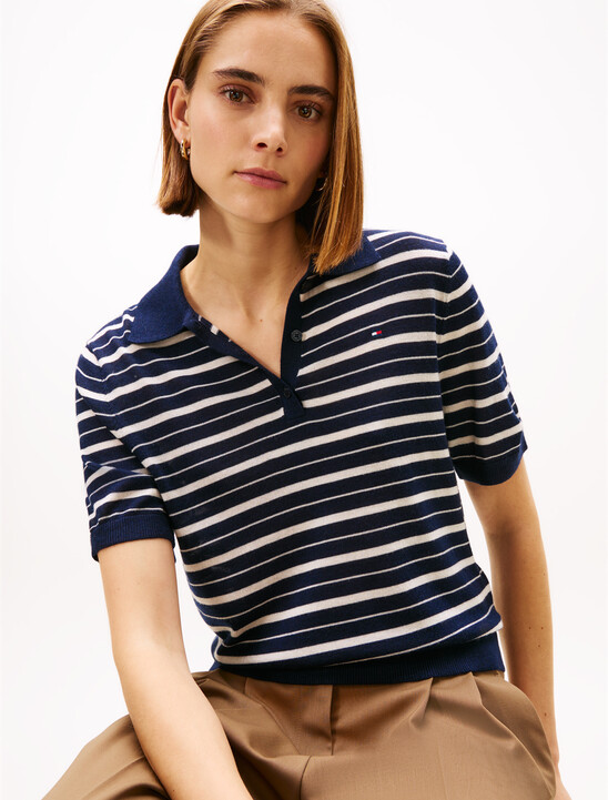 Short Sleeve Polo Jumper With Silk