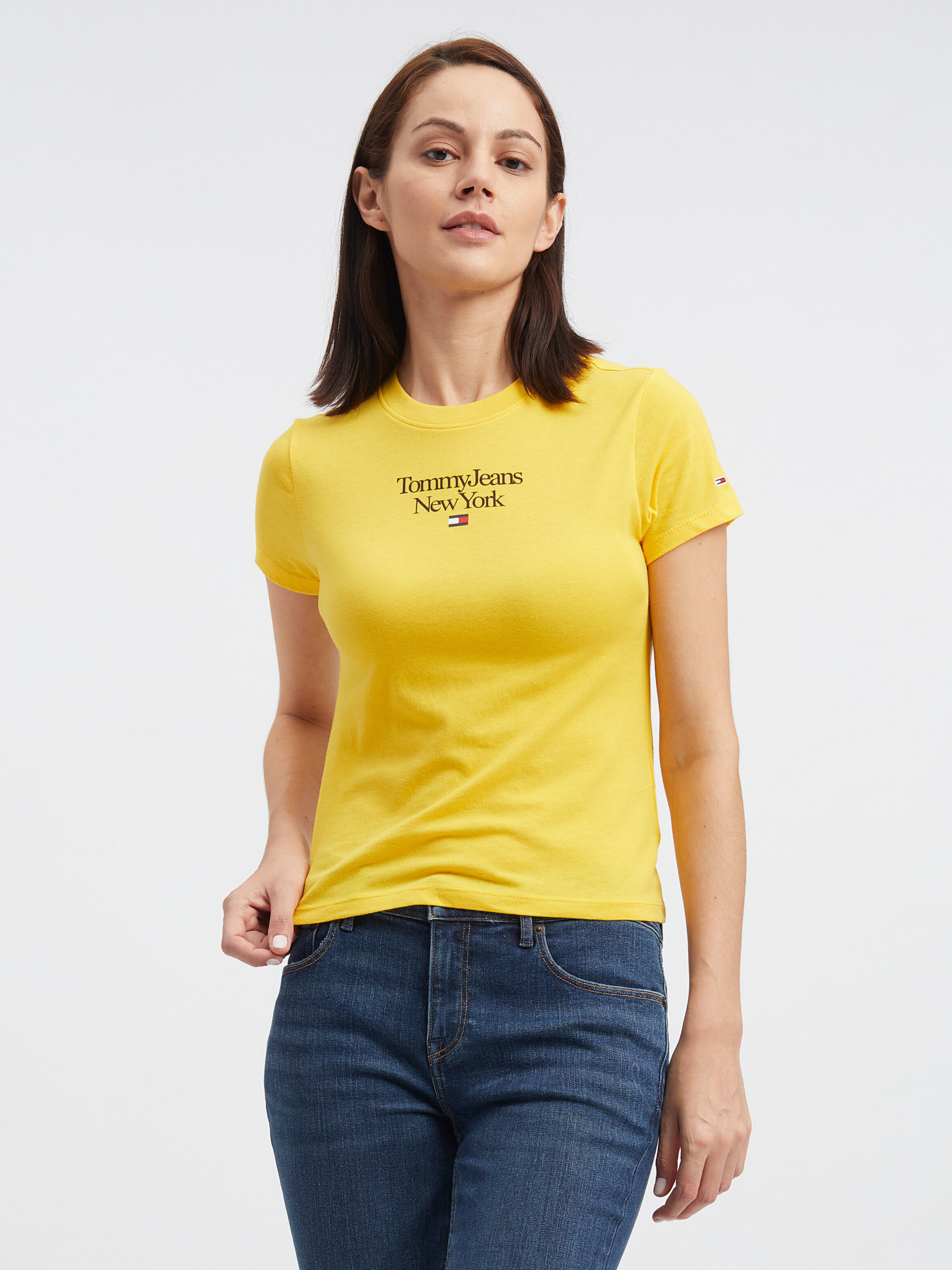 Yellow tommy jeans t shirt cheap