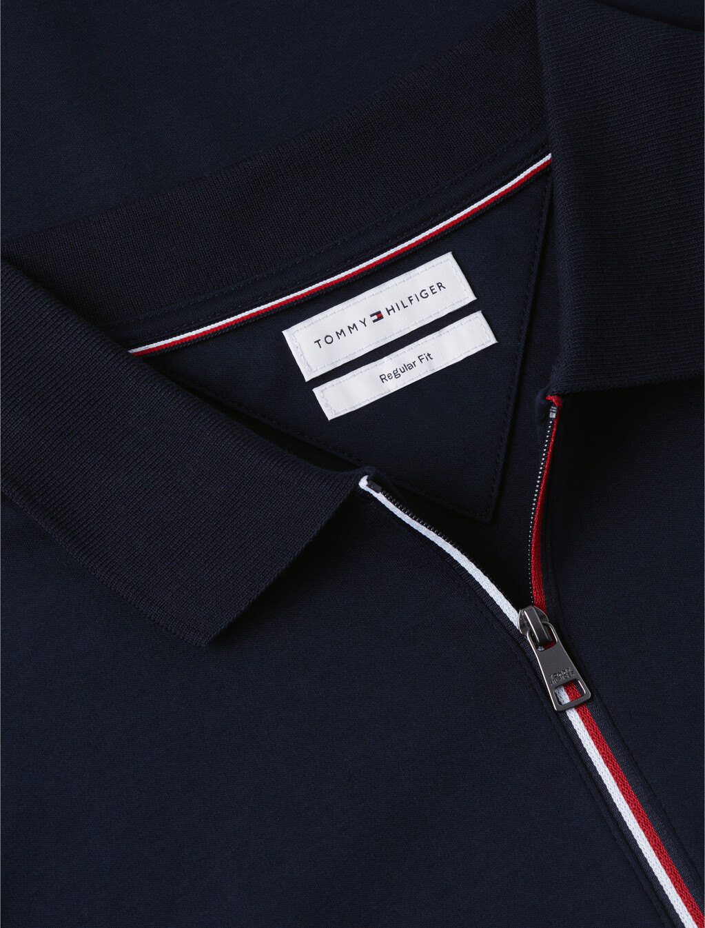 Fluid Cotton Long Sleeve Polo Shirt, Navy Blue, hi-res