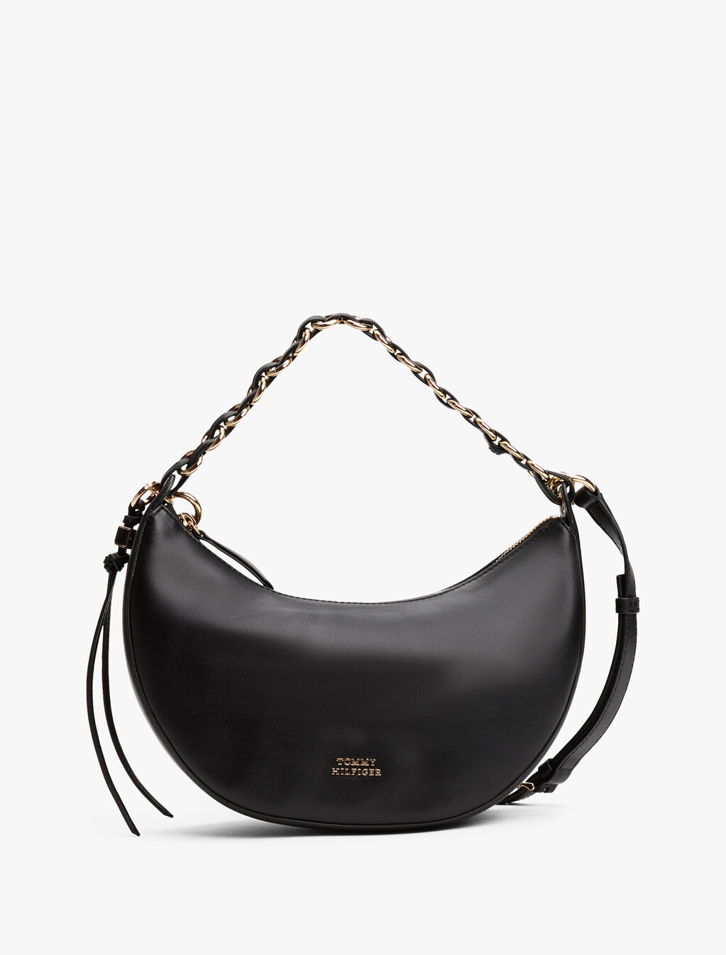 Crescent Leather Crossbody, Black, hi-res