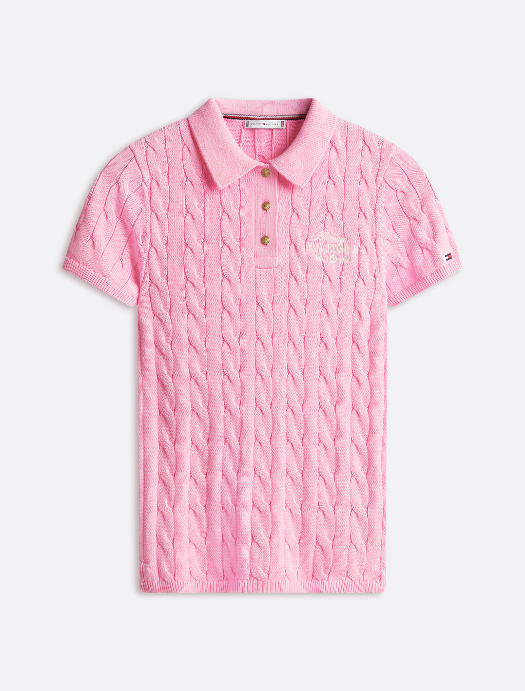 Asia Fit Cable Knit Slim Polo, Classic Pink, hi-res