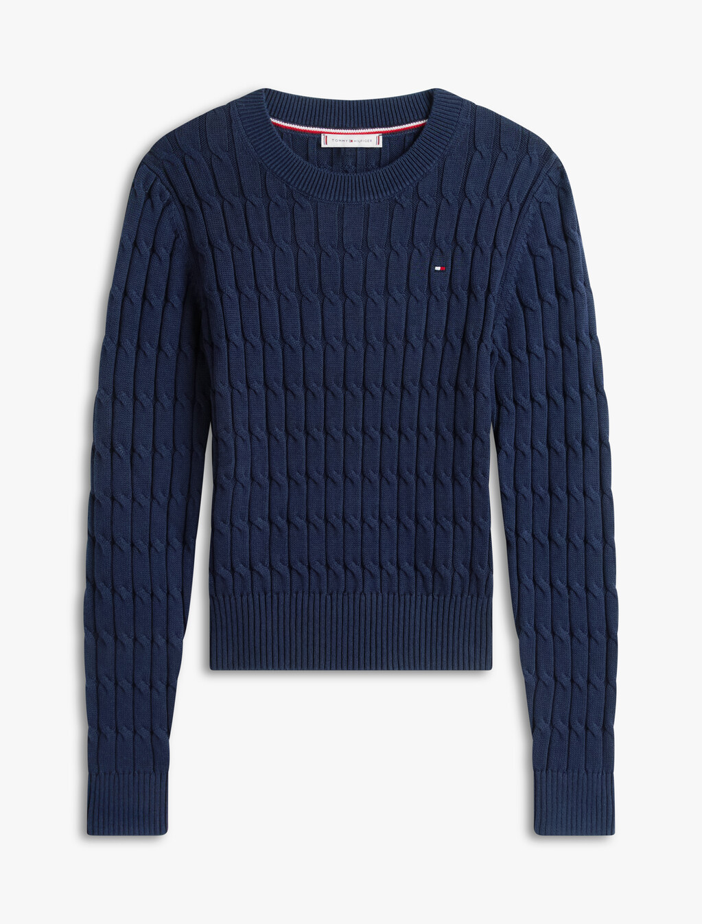 絞花針織圓領開襟外套, Dark Night Navy, hi-res