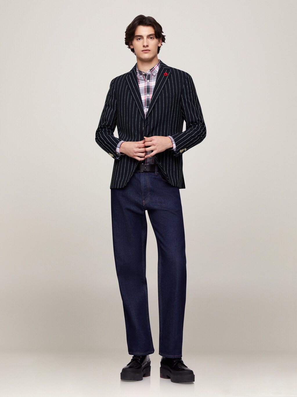 Pinstripe Constructed Lardini Blazer, BLUE, hi-res