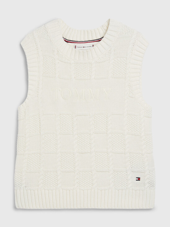 CHECKERBOARD CABLE KNIT VEST