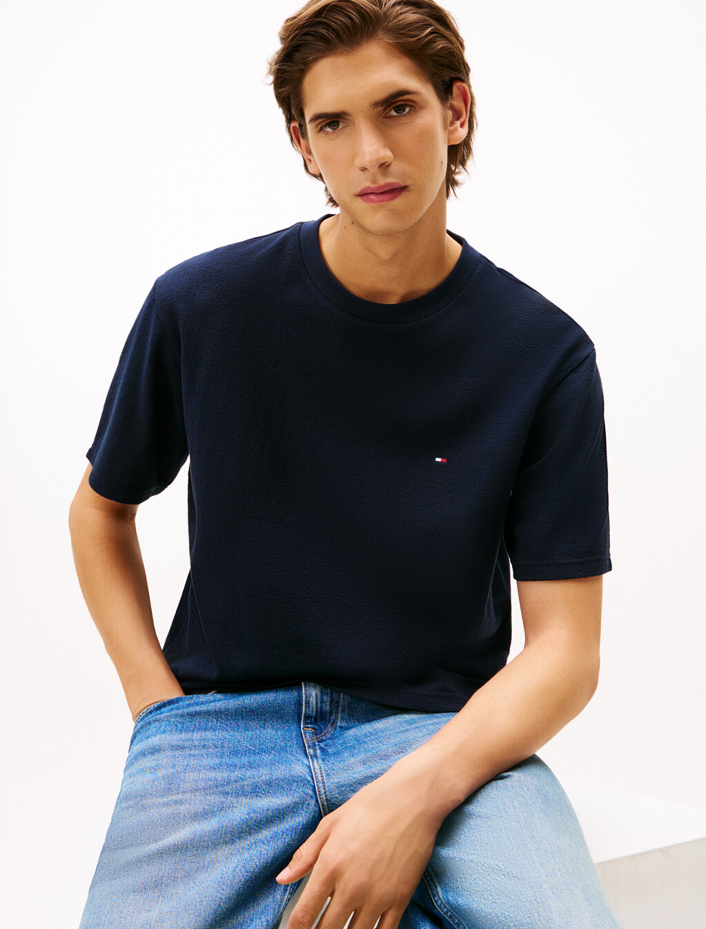 Textured Crepe T-Shirt, Desert Sky, hi-res