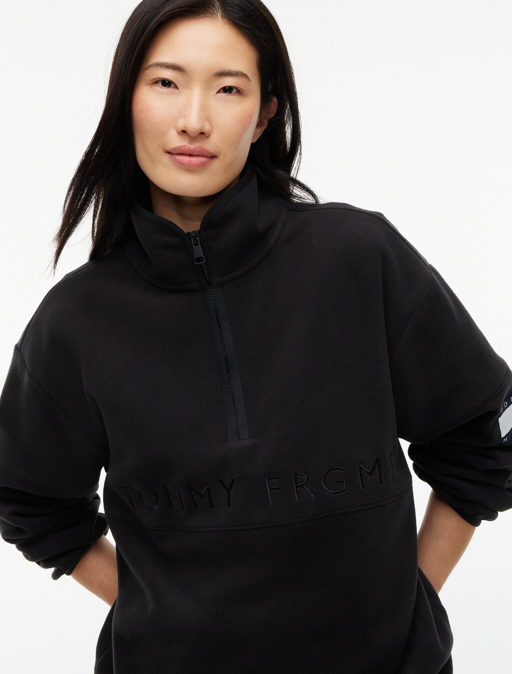 Polar Fleece Quarter-Zip Sweatshirt, Black, hi-res