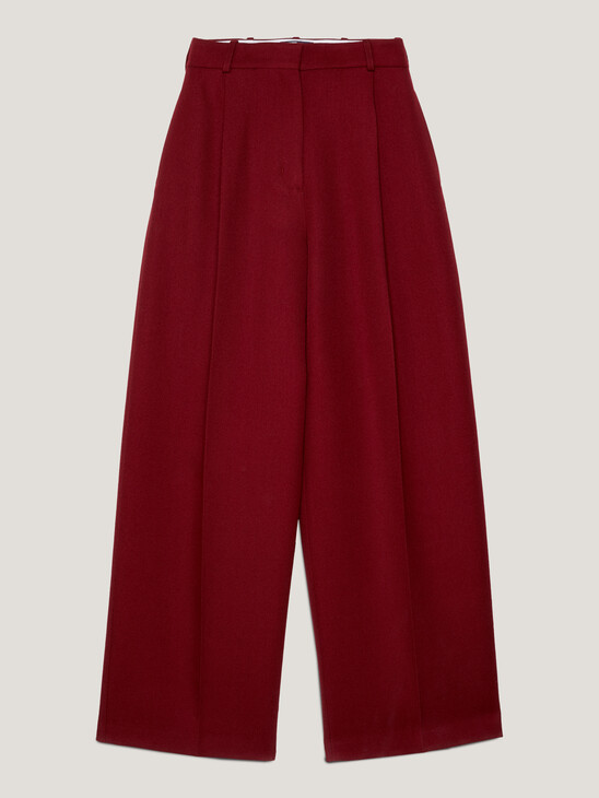 Textured Wool Chino Wide Leg Trousers