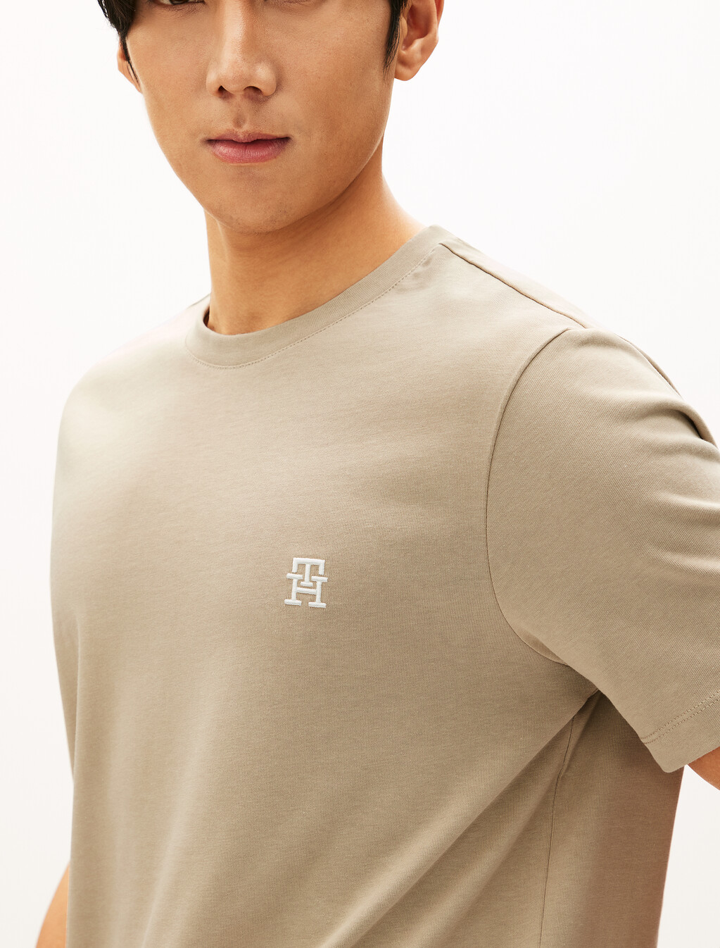 Contrast TH Monogram Embroidery T-Shirt, Sandalwood, hi-res