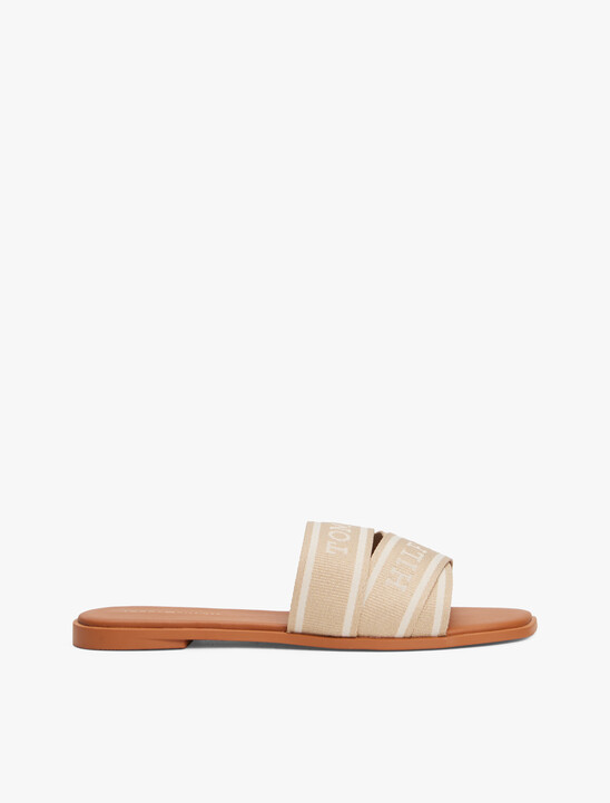 Webbing Woven Logo Strap Mules