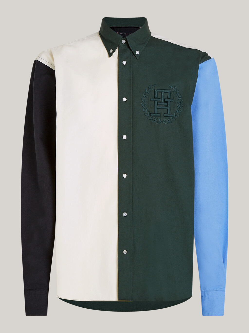 Colour-Blocked Archive Crest Logo Regular Shirt, Hunter / Desert Sky / Multi, hi-res