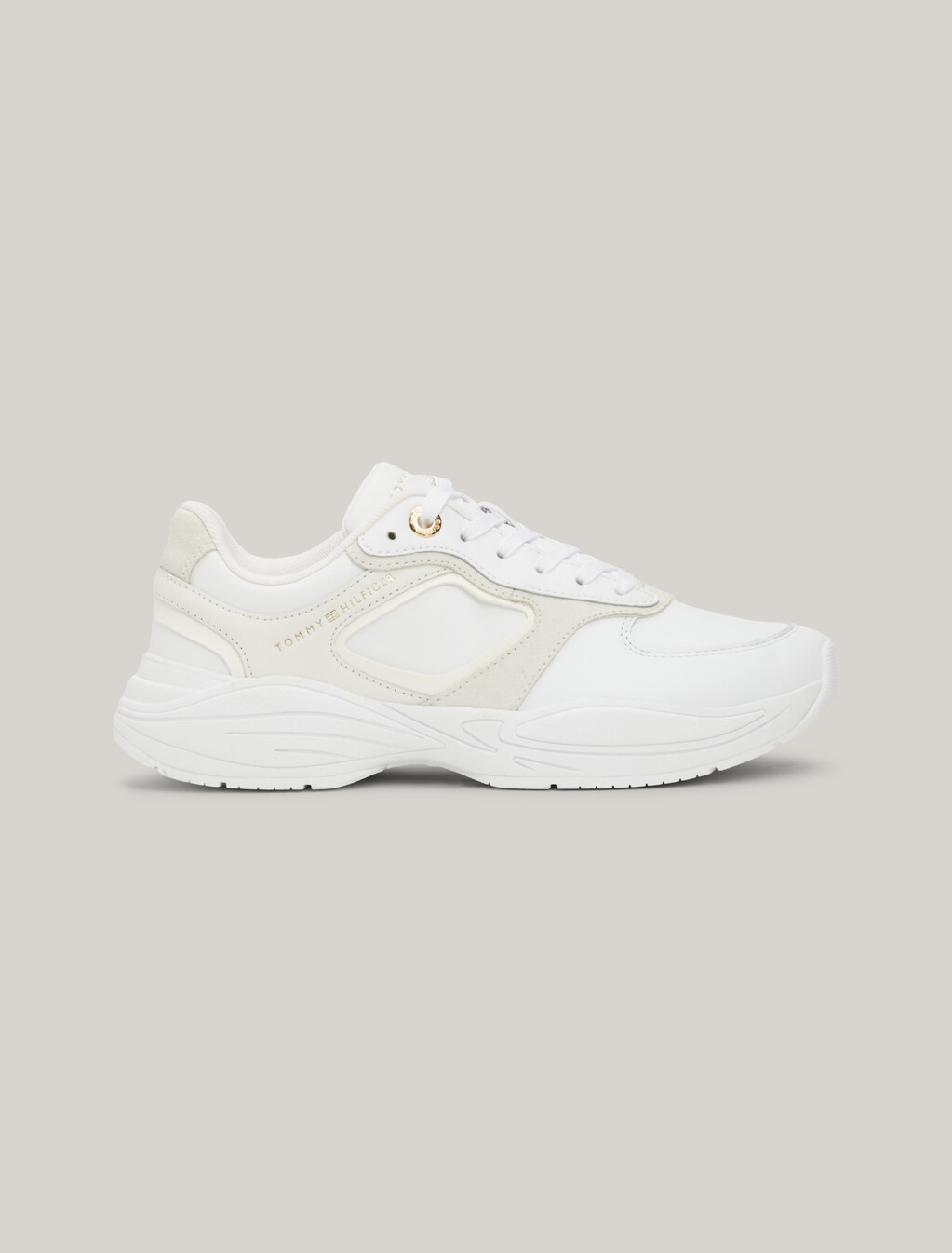 Sport Casual Chunky Leather Runner Trainers, White, hi-res