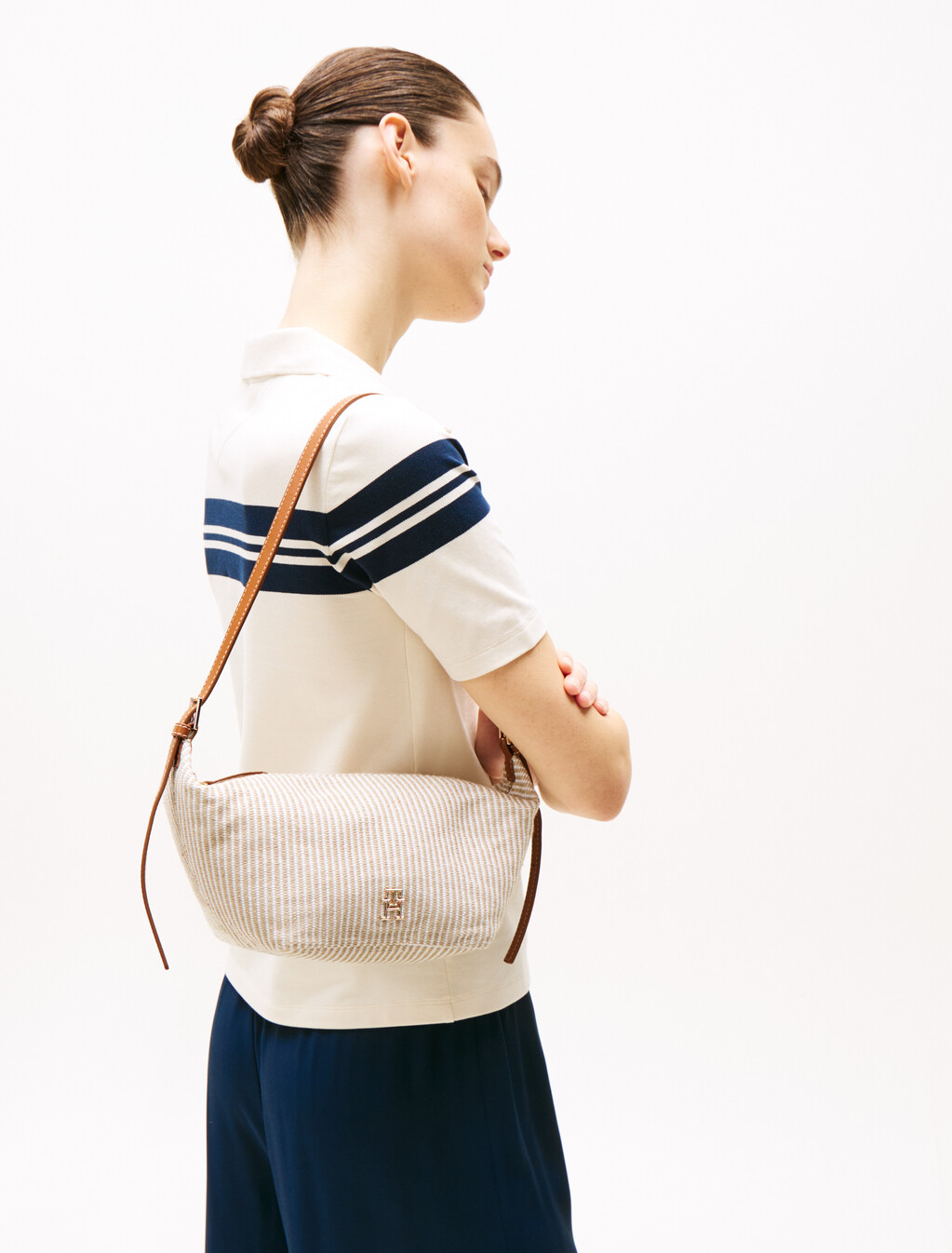 Canvas Sling Bag, Neutral Stripe, hi-res