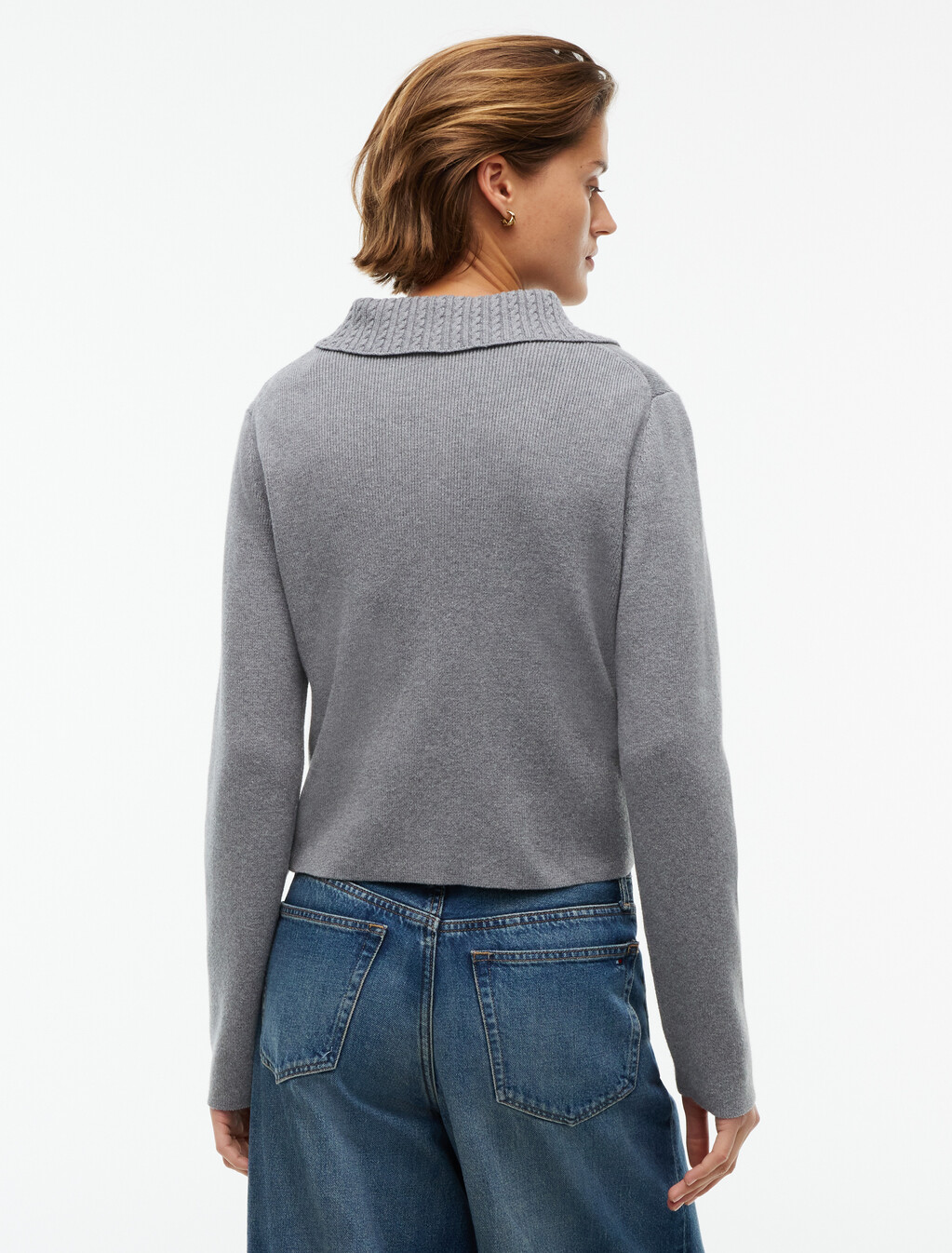 Gold-Tone Button Jacket With Wool, Medium Grey Heather, hi-res
