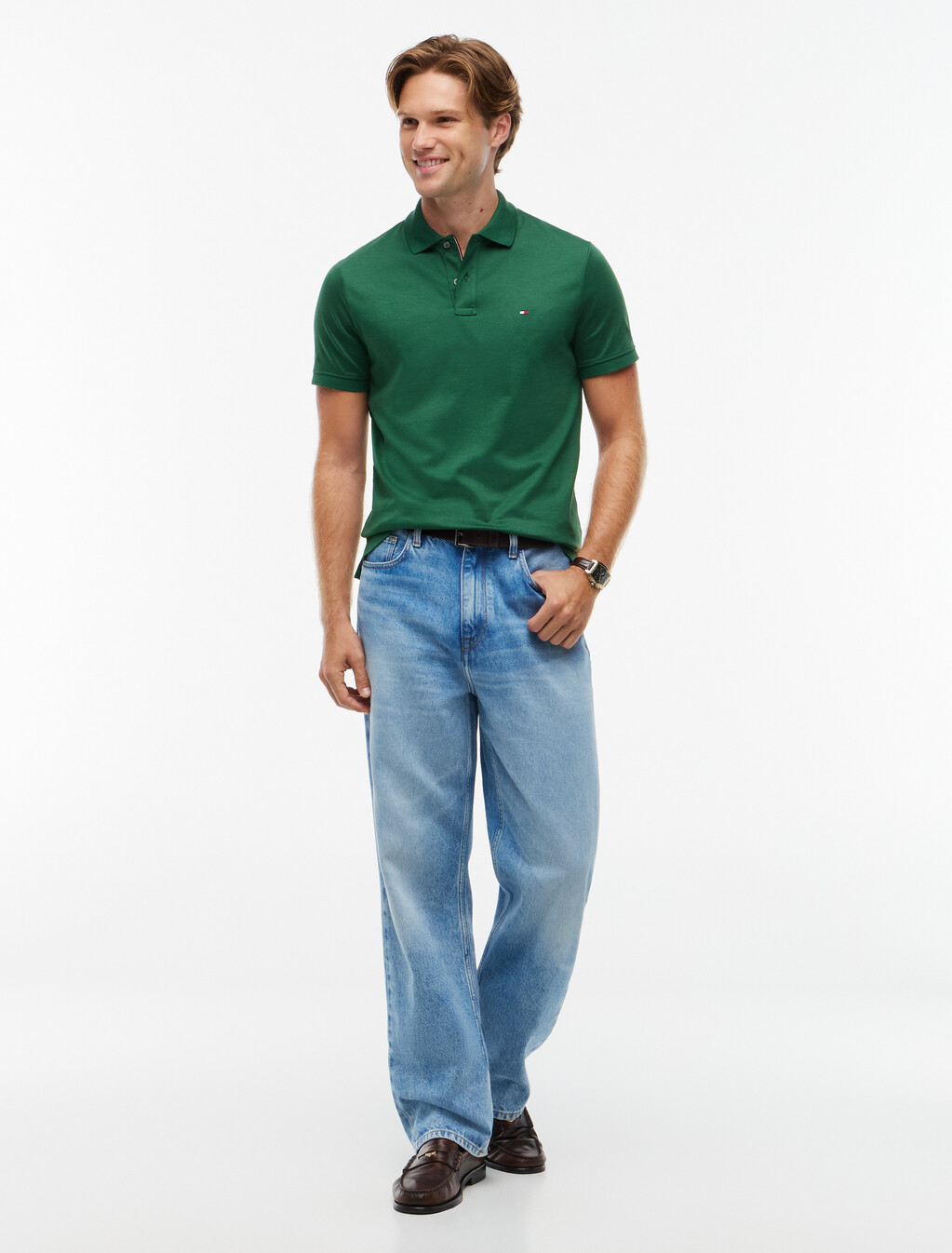 Performance Regular Fit Jaquard Polo Shirt, Street Green, hi-res