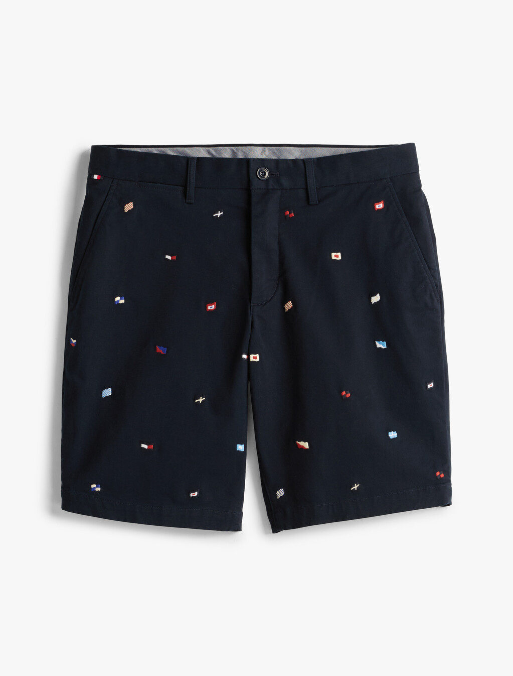 Flag Embroidery Slim Chino Shorts, Desert Sky, hi-res