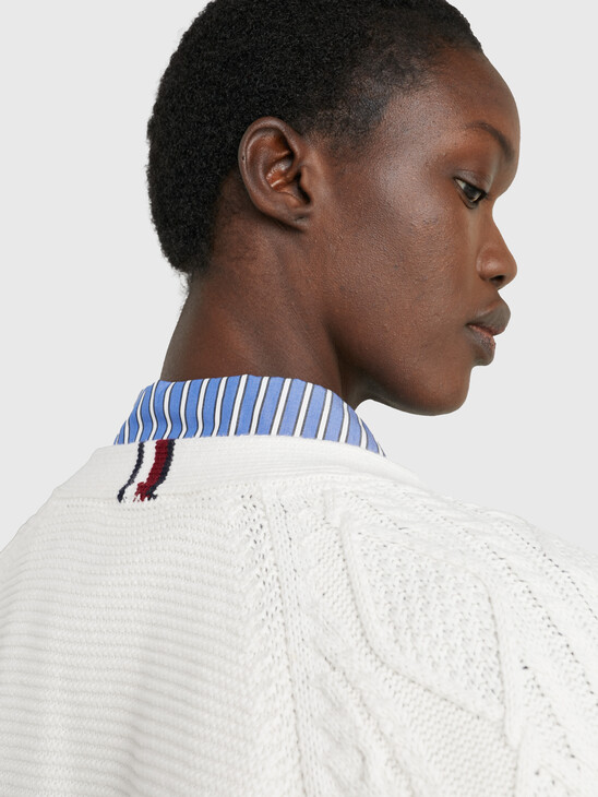 CABLE KNIT CROPPED CARDIGAN