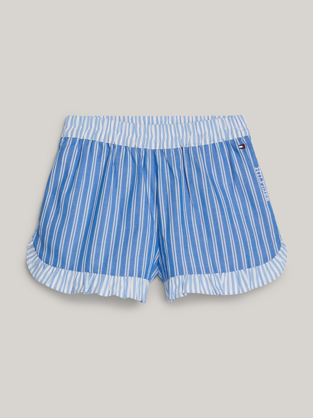Stripe Ruffle Relaxed Shorts, Blue Spell Stripe / White, hi-res