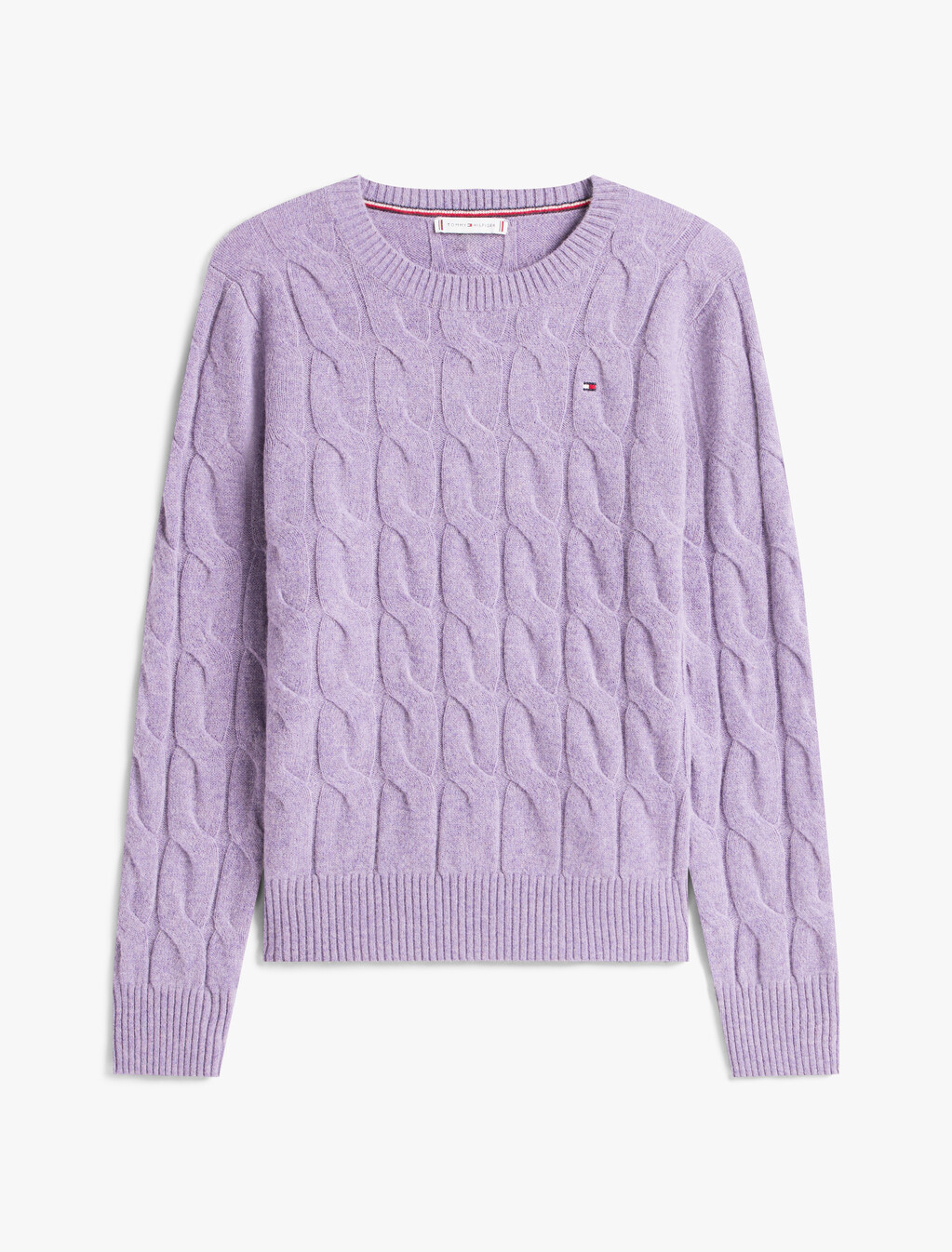 Pure Wool Cable Knit Jumper, Lilac Heather, hi-res