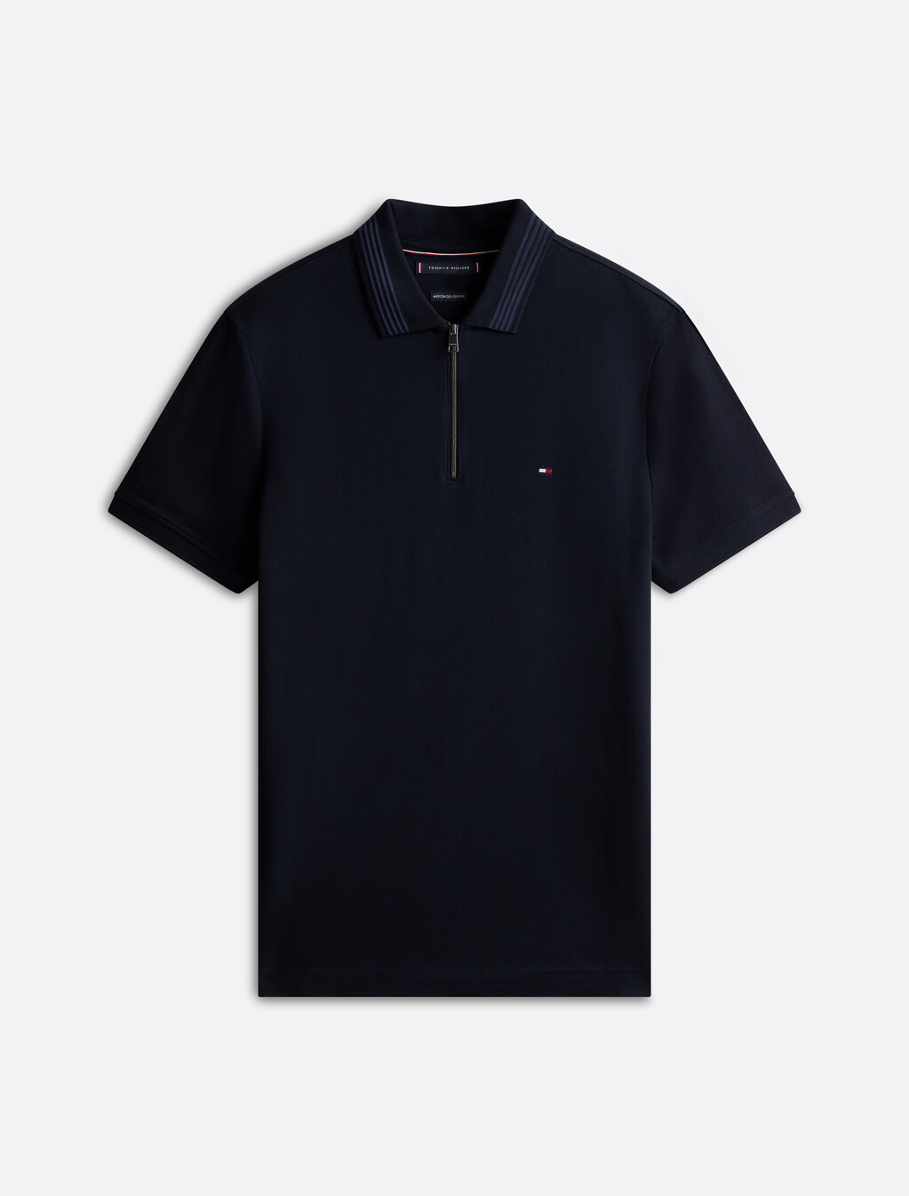 絲光珠地棉拉鍊 Polo 衫, Desert Sky, hi-res