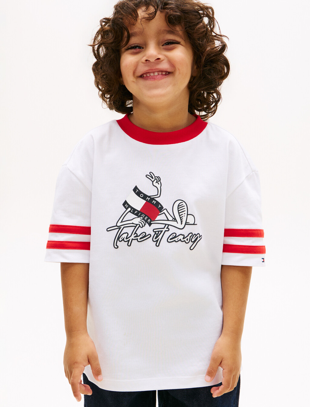 Wavy Flag Graphic Jersey T-Shirt, White, hi-res