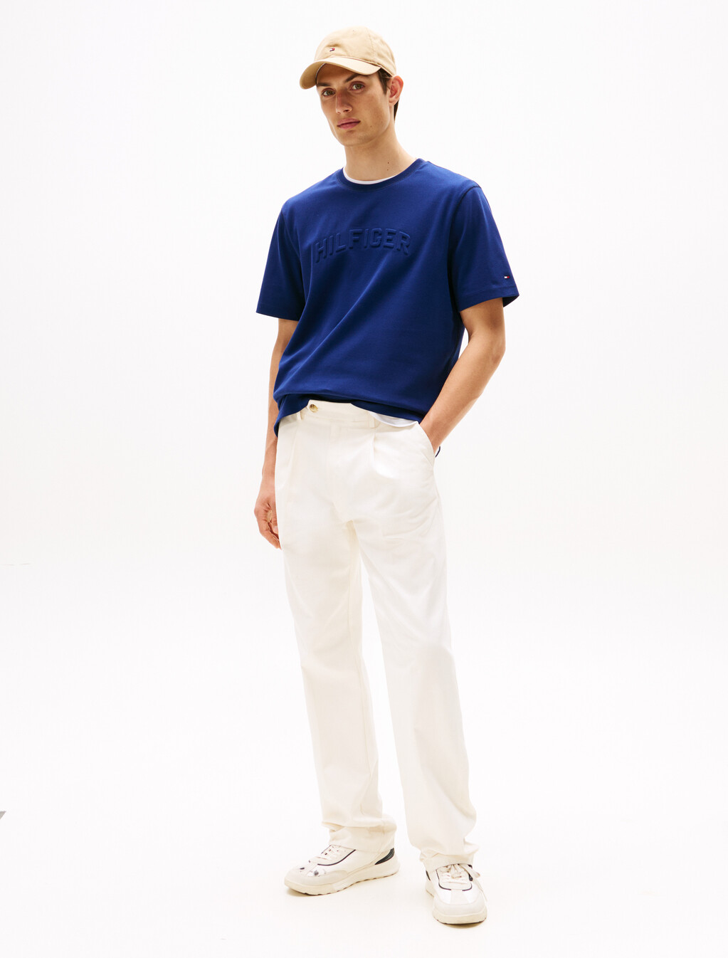 弧形浮雕標誌 T 恤, Preppy Navy, hi-res
