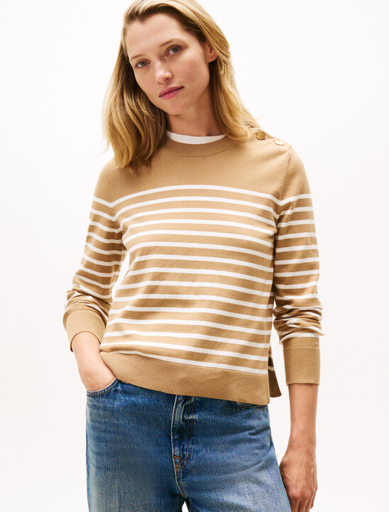 Jersey Gold-Tone Button Jumper