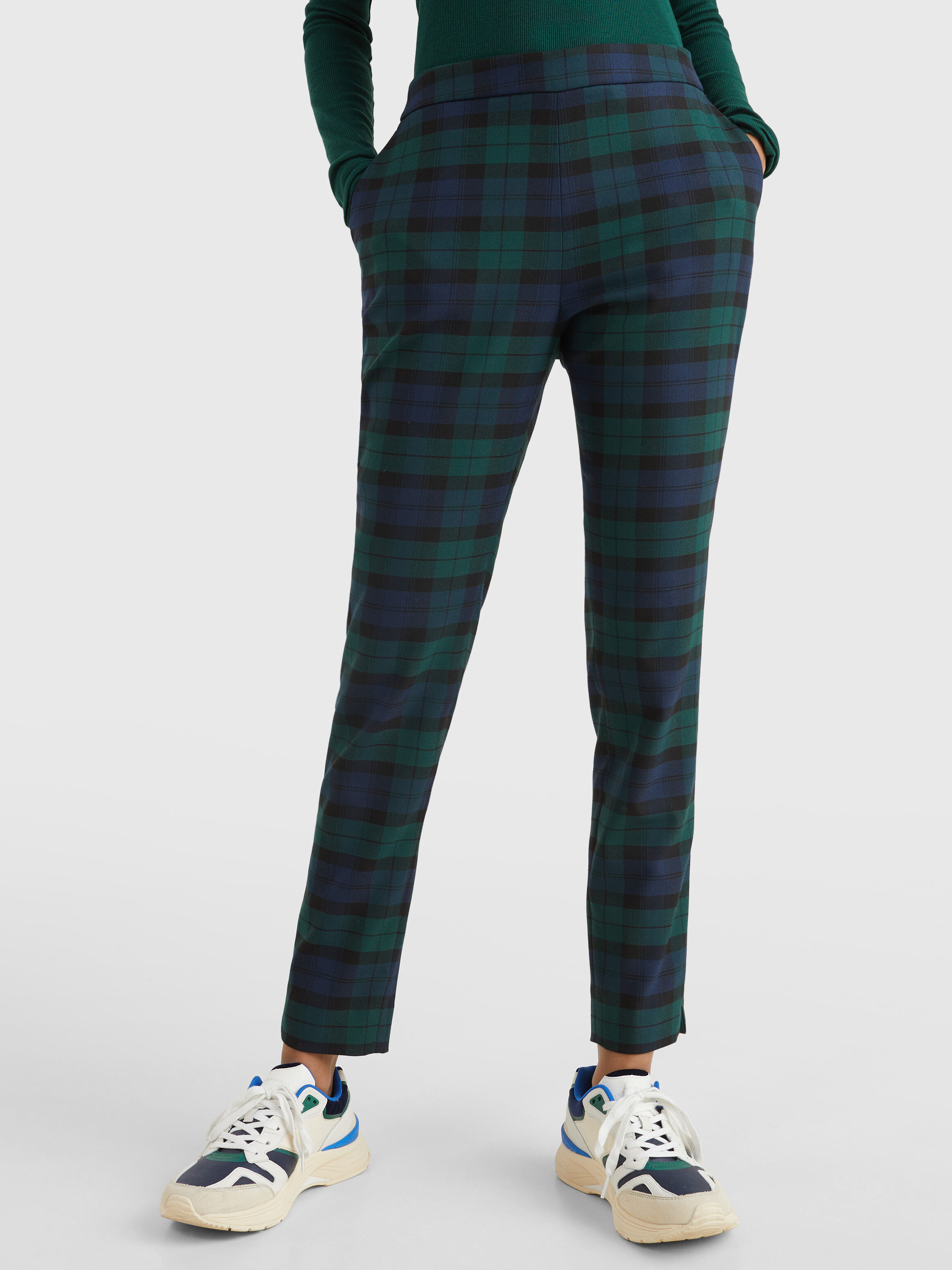 Mens slim fit tartan trousers hot sale
