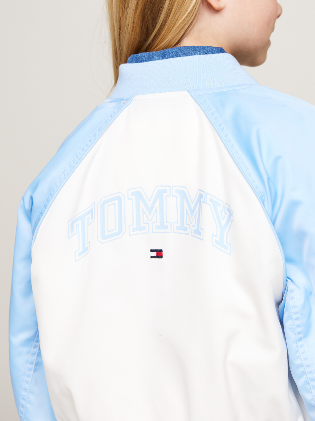 Varsity Back Logo Relaxed Bomber Jacket, Vessel Blue, hi-res