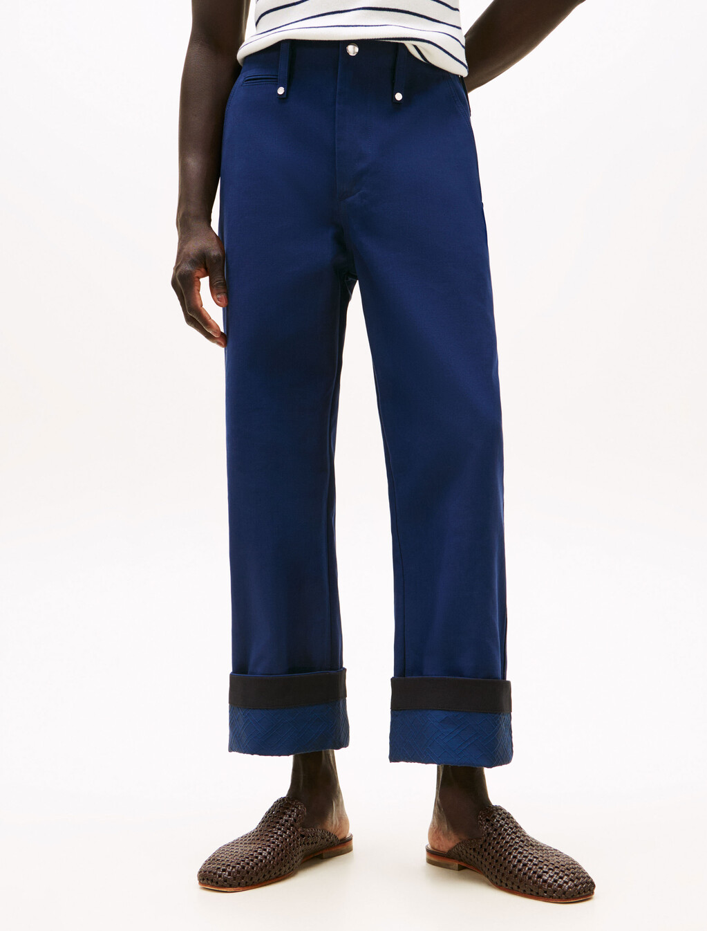 The Runway Collection Oversized Cropped Chinos, Carbon Navy, hi-res