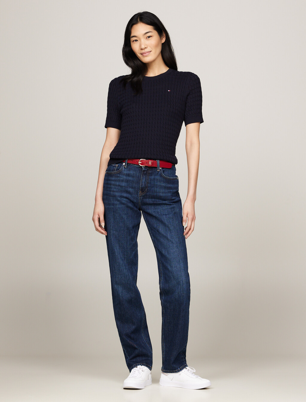 Stripe Slim Fit Short Sleeve Jumper, Desert Sky, hi-res