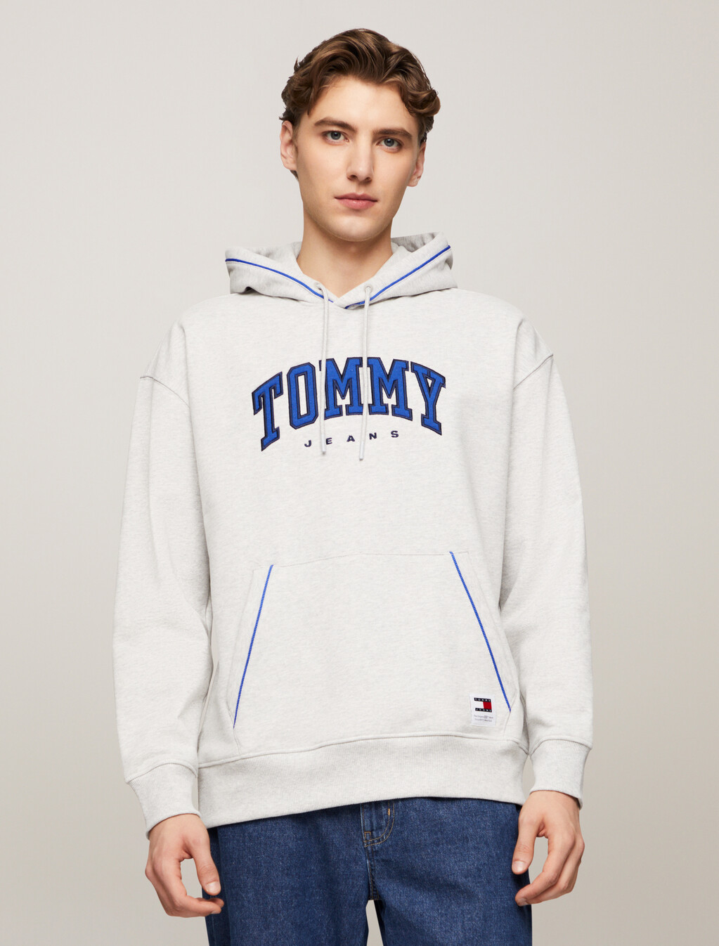 Varsity Piping Hoodie, Silver Grey, hi-res