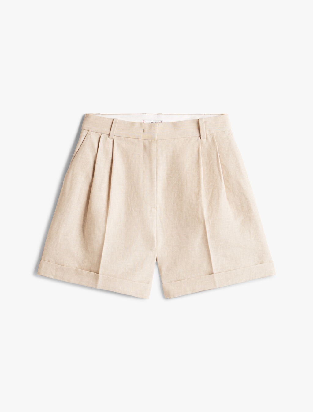 Linen Mix Pleated Shorts, Classic Beige, hi-res