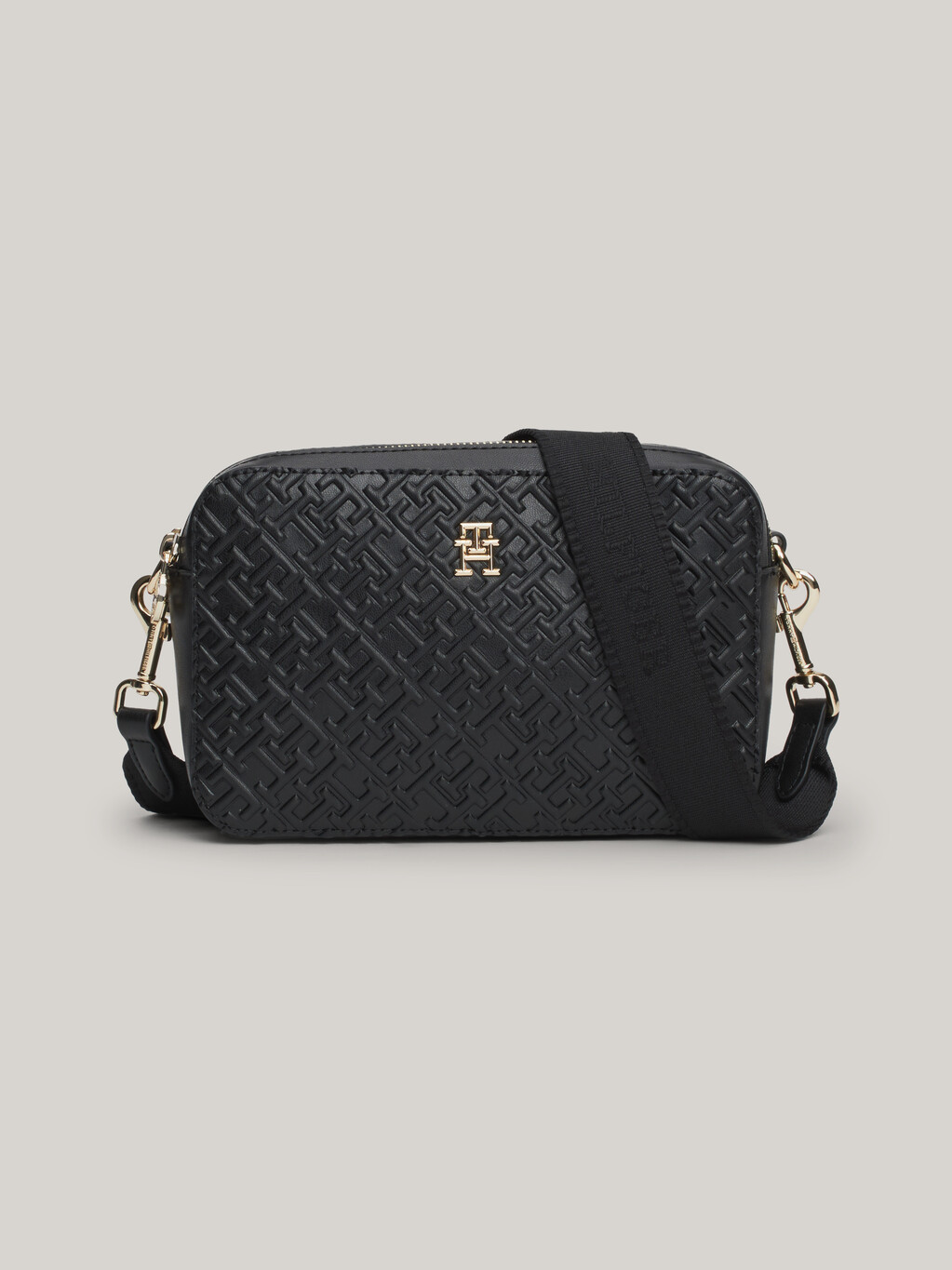 TH Monogram Embossed Camera Bag, Black, hi-res