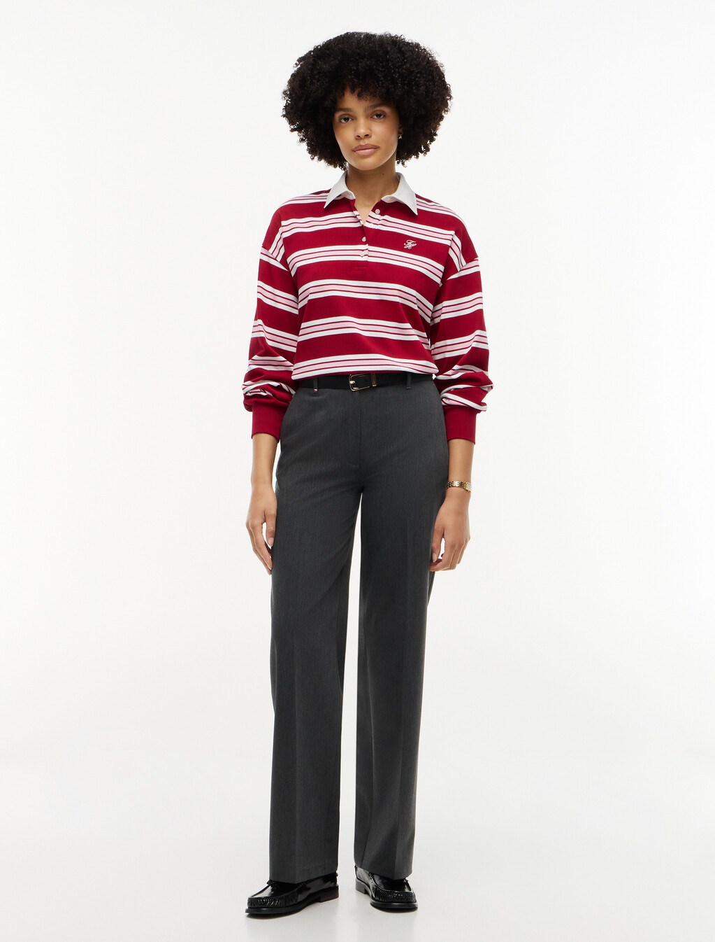 Rugby Stripe Relaxed Polo Sweatshirt, Lewis Stp Raspberry Juice, hi-res