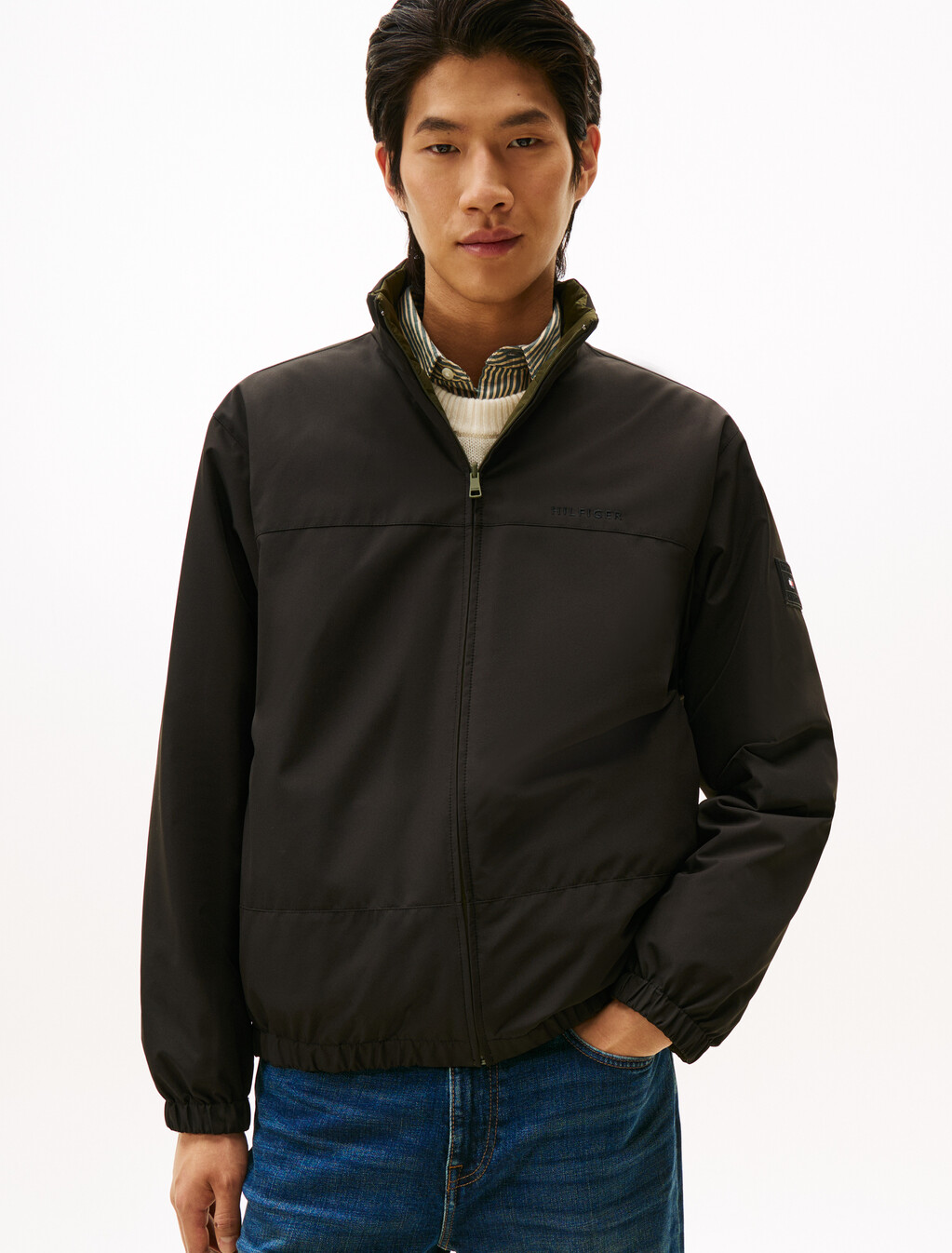 Reversible Lightweight Down Jacket, Black, hi-res