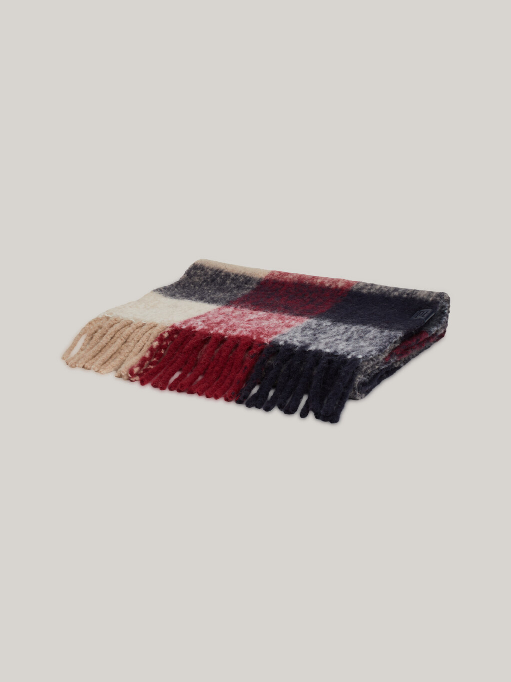 Mixed Check Fluffy Wool Blend Scarf, Corp Mix, hi-res