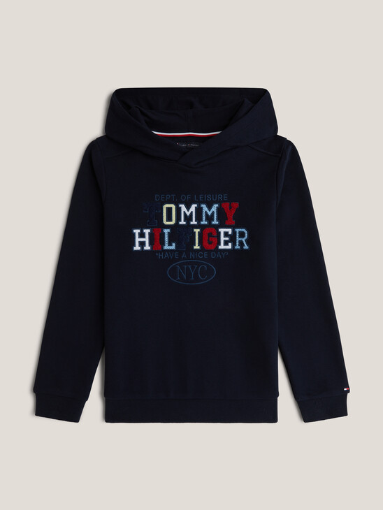 Boys Sports Embroidered Towelling Logo Hoodie