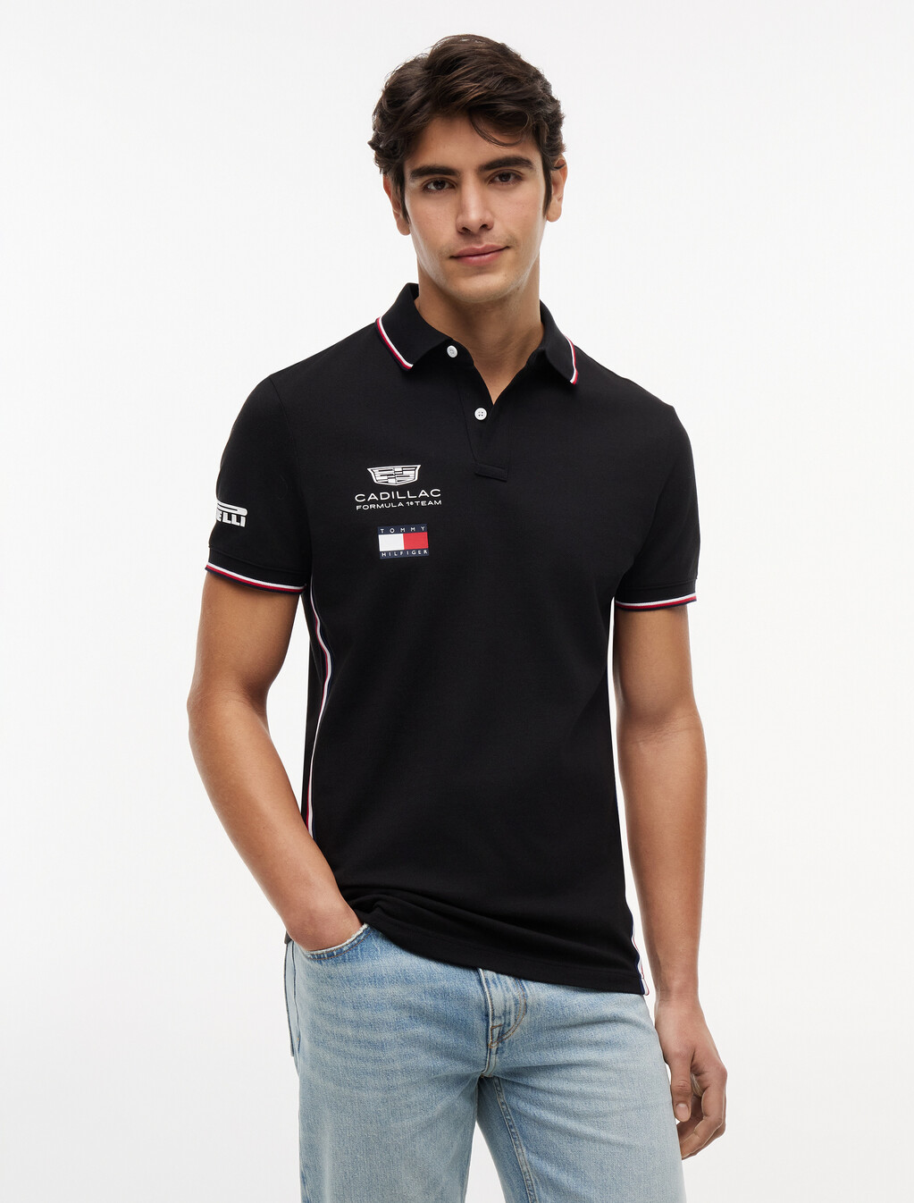 TH x Cadillac Formula 1&reg; 車隊復刻版 Polo 衫, Black, hi-res