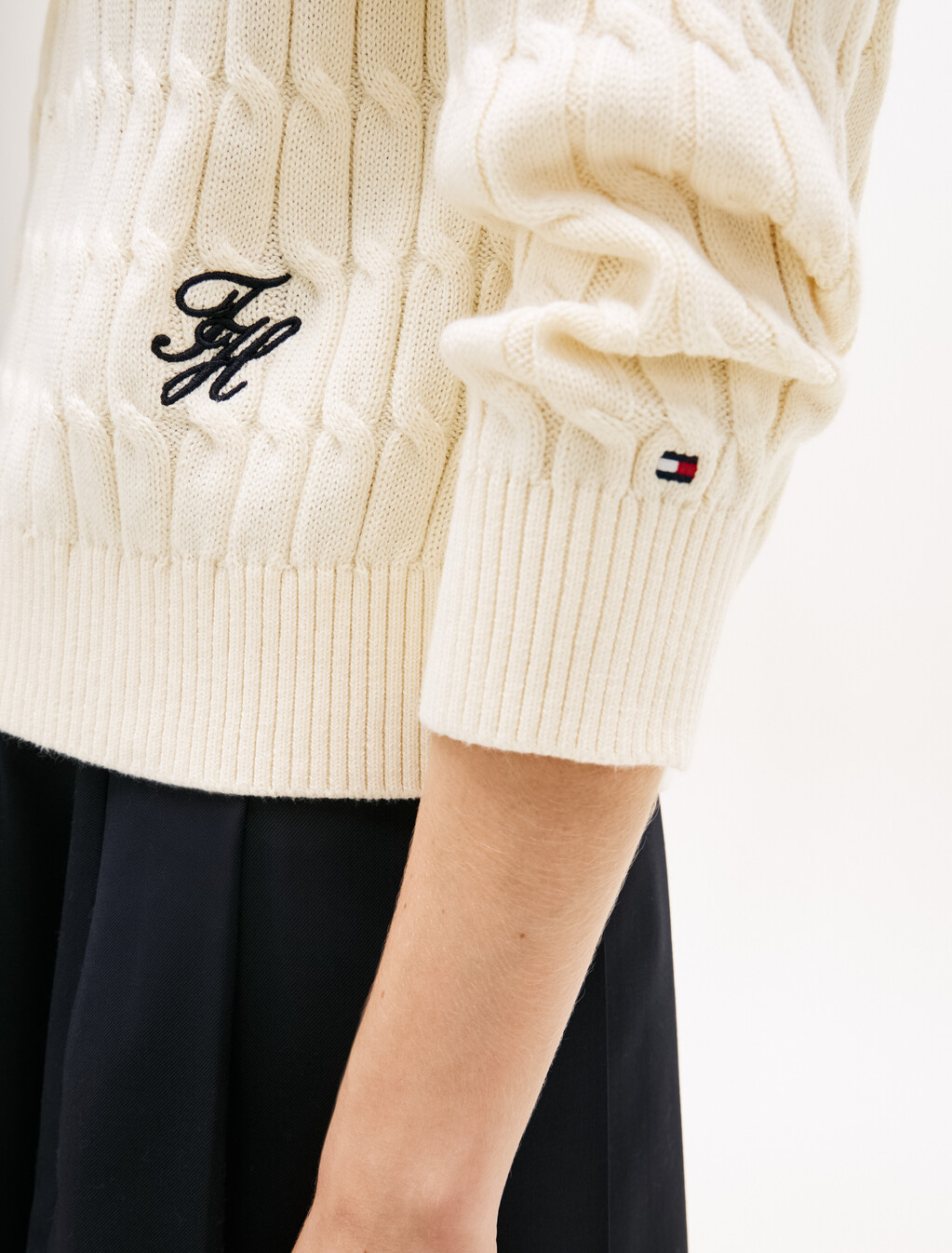 絞花針織連帽外套, Calico, hi-res