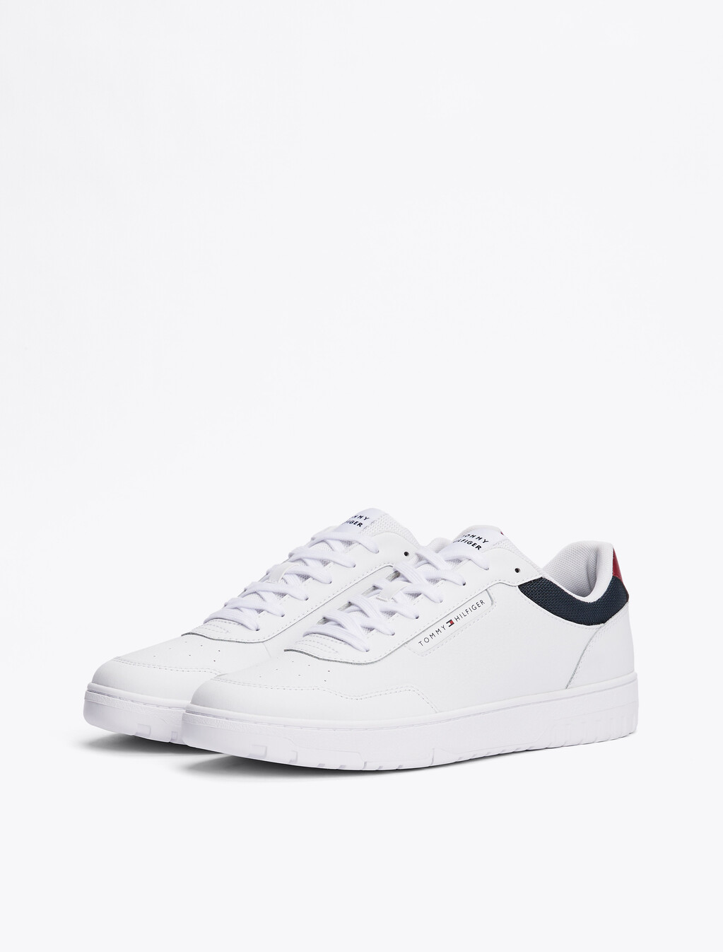 Mixed Texture Basketball Trainers, White, hi-res