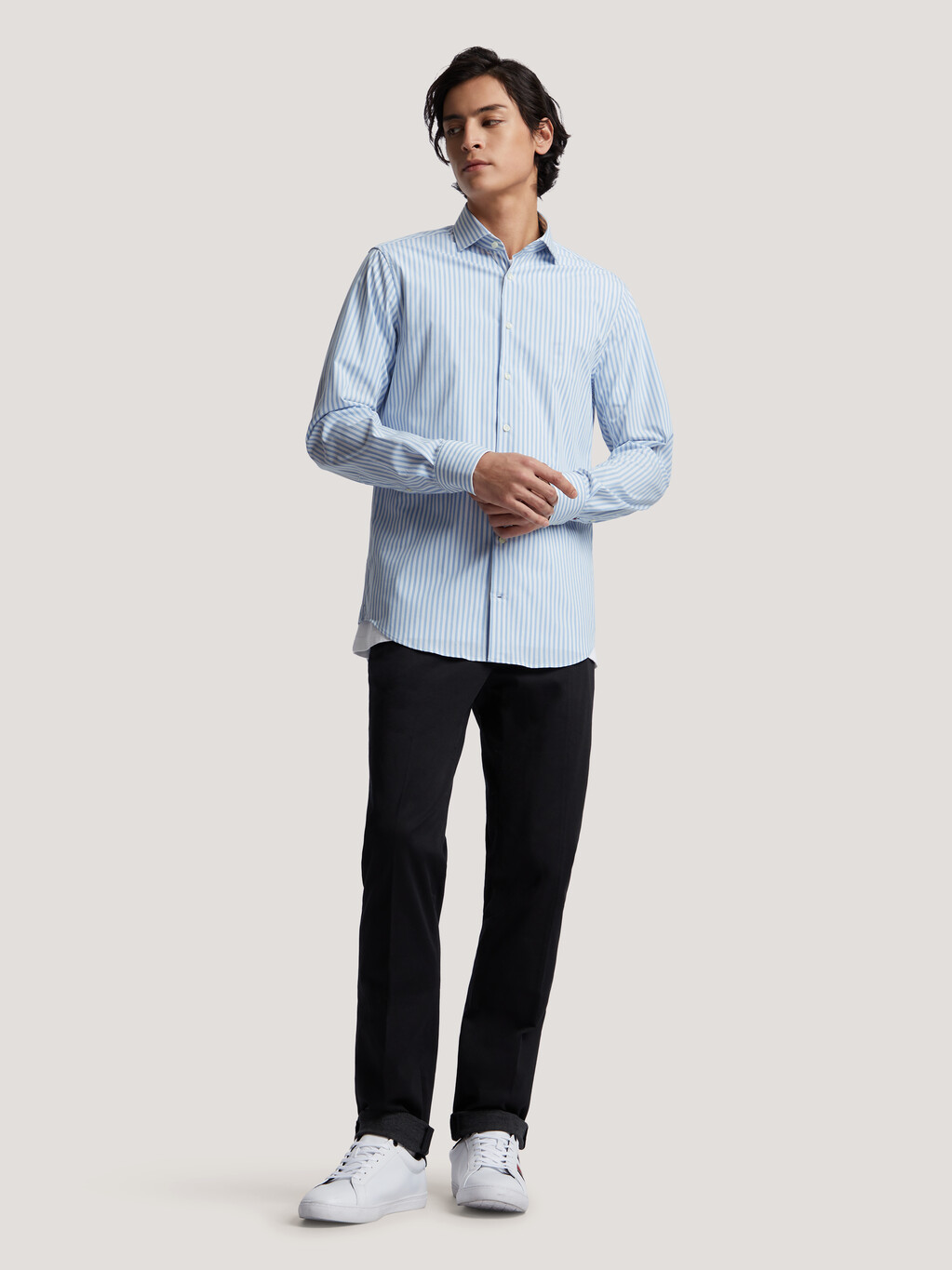 條紋標準版型裇衫, Cloudy Blue / Optic White, hi-res