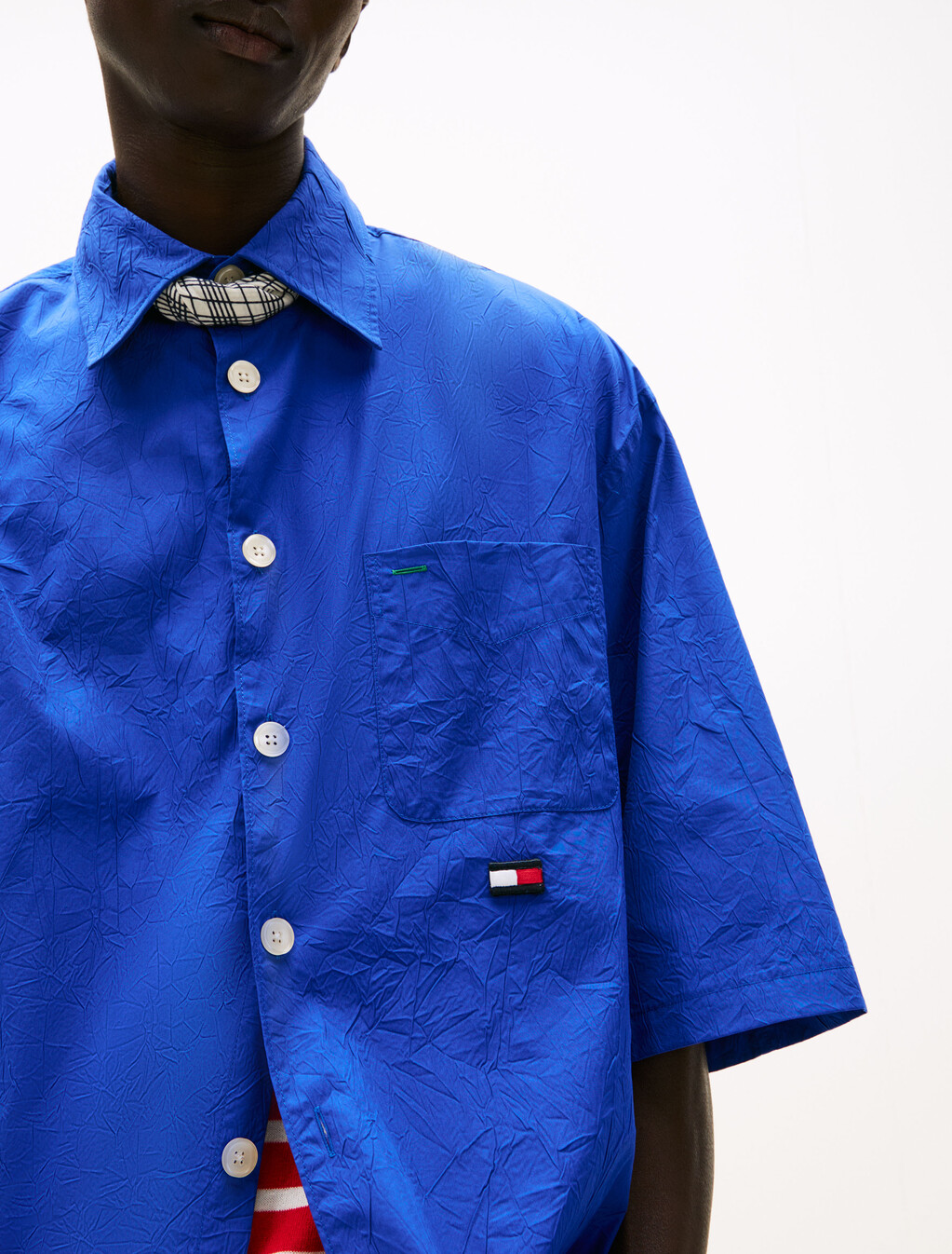 The Runway Collection Oversized Crinkle Shirt, Brave Blue, hi-res