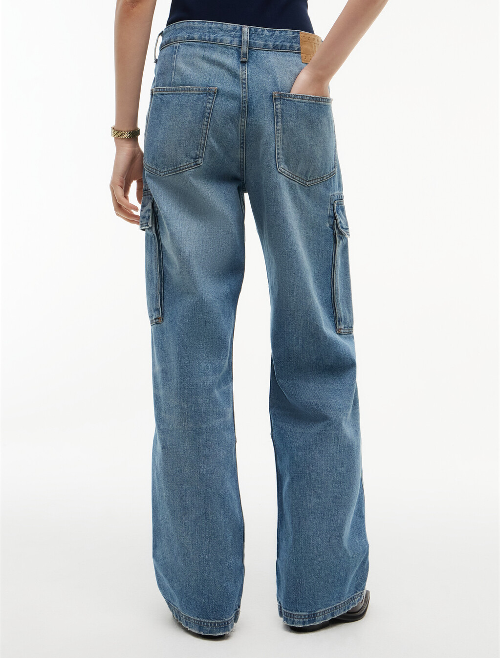 Mia Mid Rise Relaxed Straight Cargo Jeans, Denim Medium, hi-res