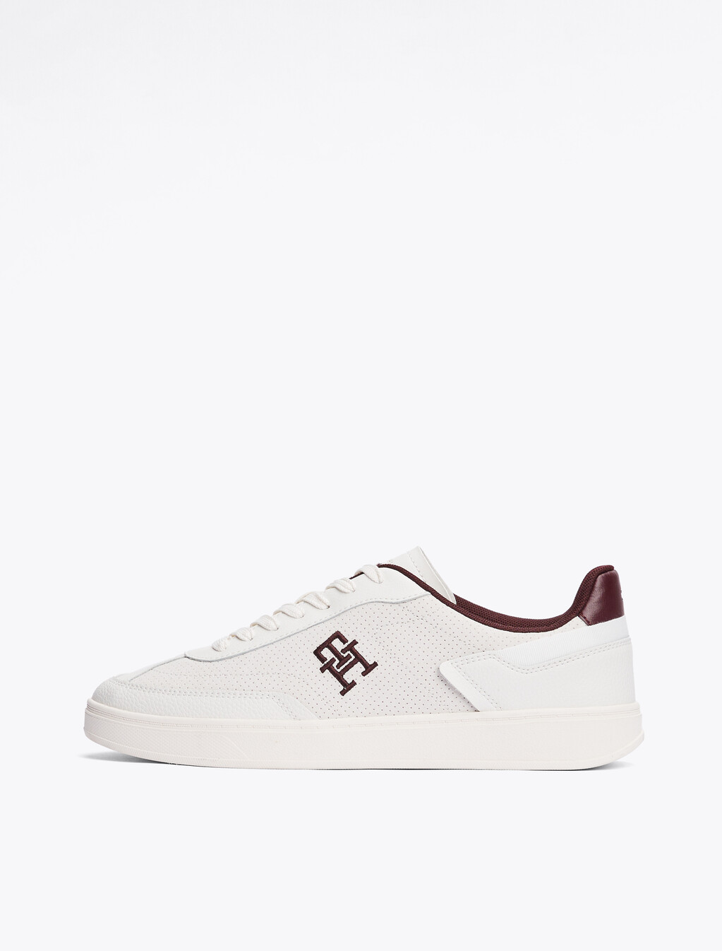 TH Monogram Colour-Blocked Trainers, White/Burgundy Velvet, hi-res