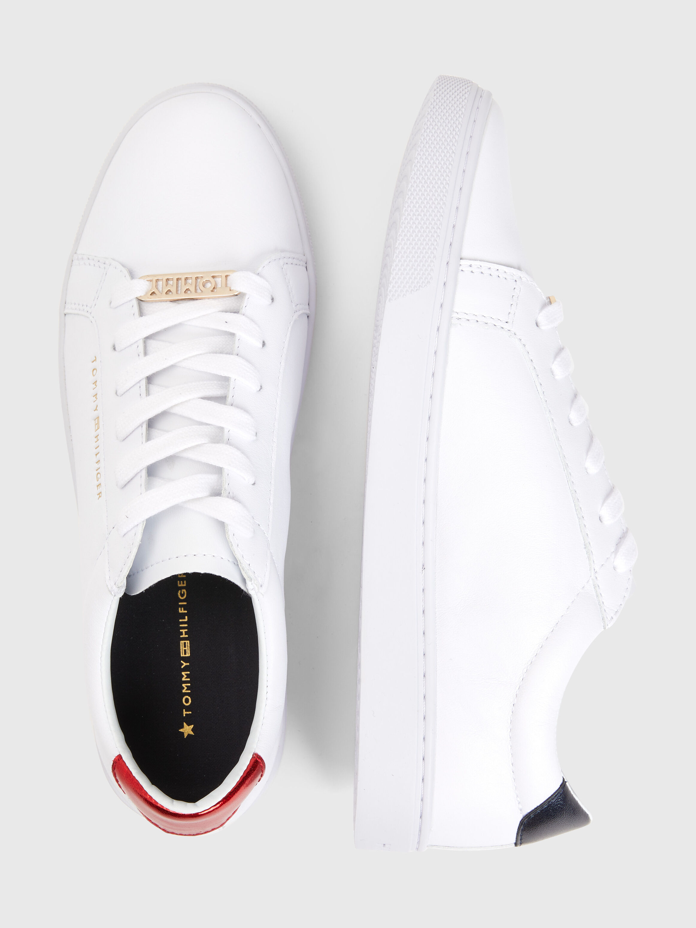 Tommy hilfiger metallic clearance back trainers