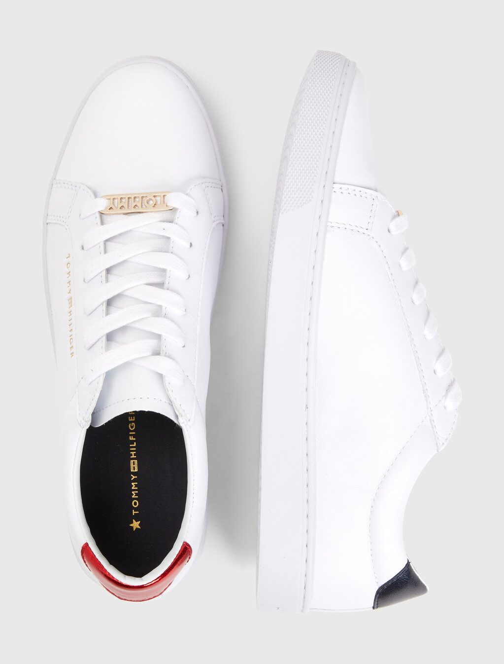Metallic Back Lace-Up Trainers, RWB, hi-res