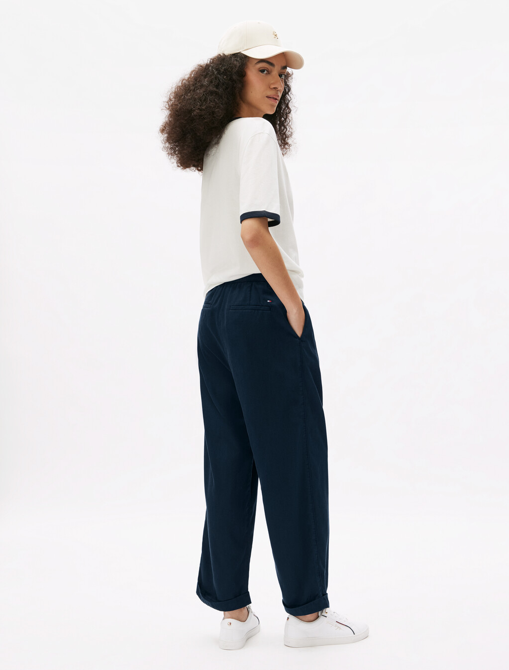 Cotton Blend Relaxed Straight Pant, Dark Night Navy, hi-res