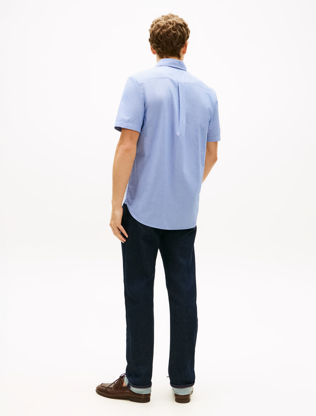 Flex Poplin Houndstooth Short Sleeve Shirt, Wedge Blue / Check, hi-res